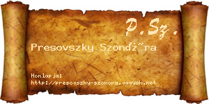 Presovszky Szonóra névjegykártya